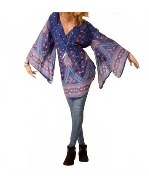 GIPSY ROSE Plumage Parade Angelic Flare Sleeve Blouse - Purple