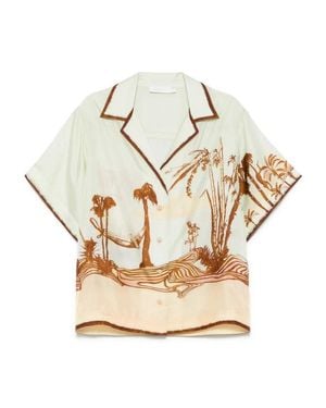 Zimmermann Tropical Print Silk Shirt - Natural