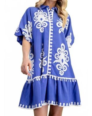Gigio Bold Print Mini Dress - Blue