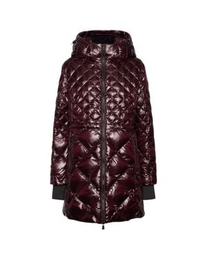 Elena Miro Glossy Diamond Quilted Nylon Hooded Parka - Purple