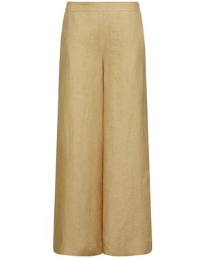 Marella Neutral Mllottelia Wide-Leg High Linen Pants - Natural