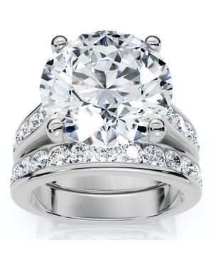 Pompeii3 Certified 6Ct Sharon Diamond Engagement Wedding Ring Set Lab Grown - Gray