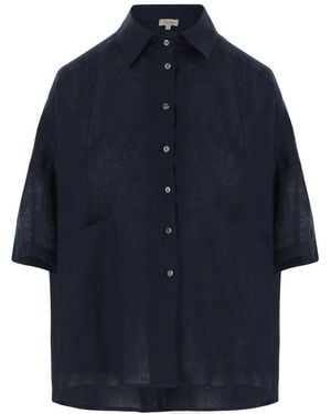 HER SHIRT HER DRESS Short-Sleeved Shirt - Blue