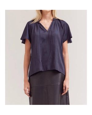 GRADE & GATHER Blake Ruffle Sleeve Blouse - Blue