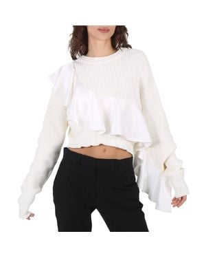 Filles A Papa Ladies Weave Knit Top - White