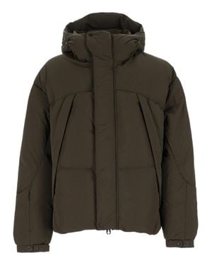 JG1 Padded Quilted High Collar Hooded Casual Jacket - Green