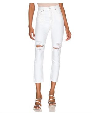 Agolde Riley Straight Crop Jeans - White