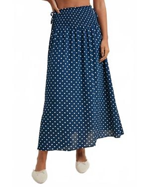 Wishlist Polka Dot Midi Skirt - Blue