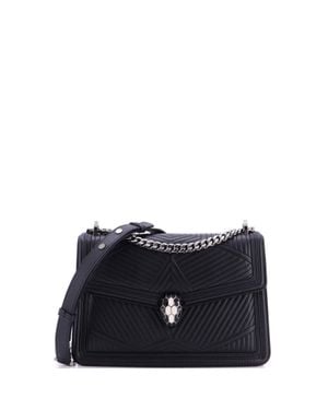 BVLGARI Serpenti Forever Shoulder Bag Quilted Leather - Blue