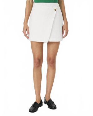 French Connection Birdie Linen Overlap Mini Skirt - White
