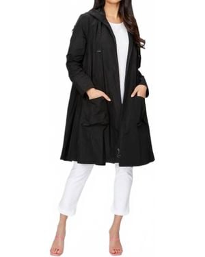 Joseph Ribkoff Memory Woven Hooded Trapeze Coat - Black
