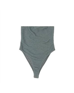 RUMER Ribbed Bandeau Ultra High Legline Swimsuit - Gray