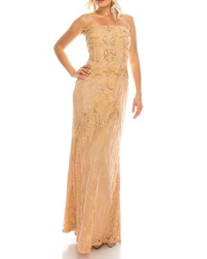Adrianna Papell Beaded And Sequin Strapless Dress - Natural