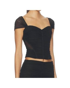 L'Agence Asuka Shirred Mesh Top - Black