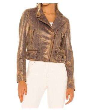 Free People Snakeskin Fenix Faux Suede Leather Moto Jacket - Brown