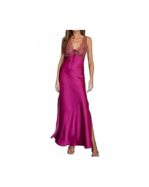 melrose Lace And Satin Contrast Dress - Purple