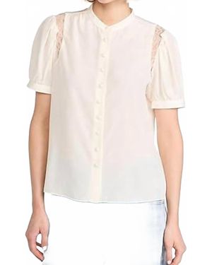 FRAME Lace Shoulder Inset Blouse - White