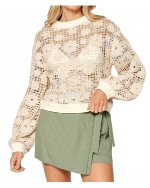 Lalavon Boho Bloom Crochet Top - Natural