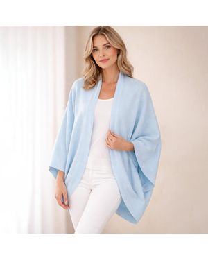 TRUEDAMES Relaxed Fit Soft Open Front Wrap Shawl Poncho - Blue