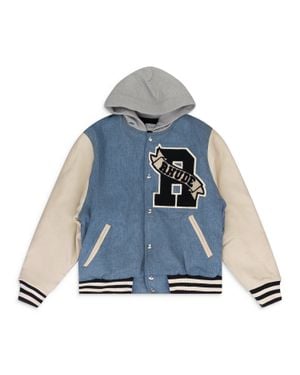 Rhude Cream Varsity Jacket - Blue