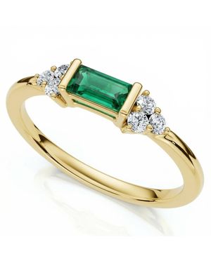 Pompeii3 1/3Ct Thin Emerald Diamond Stackable Wedding Ring 14K Lab Grown - Green
