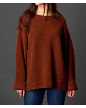 Before You Round Neck Two Tone Sweater - Brown