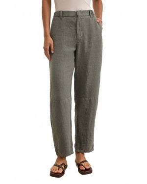 Velvet By Graham & Spencer Taylor Heavy Linen Barrel Leg Pant - Green