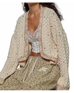Pol Pearl Petals Cardigan - Natural