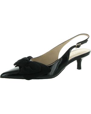 Jack Rogers Debra Sling Bow Patent Leather Kitten Heels - Black
