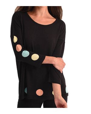 Angel Polkadot Scoop Top - Black