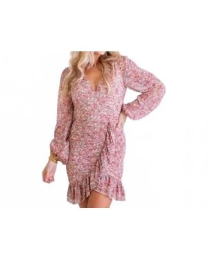 Karlie Fiona Floral Wrap Ruffle Dress - Pink