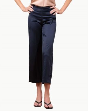 Avenue Montaigne Alex Satin Wide Leg Pants - Blue