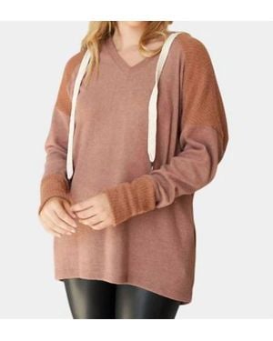 White Birch Two Tone Fuzzy Hoodie - Brown