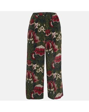 Weekend by Maxmara Floral Print Silk Wide-Leg Pants - Green