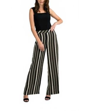 Joseph Ribkoff Striped Wide Leg Pant - Black
