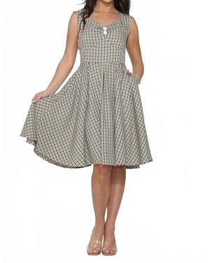 Orchid Bloom Gingham Swing Dress - Gray