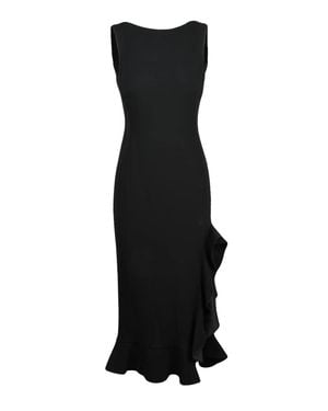 Pinko Side Slit Stretch Viscose Long Dress - Black