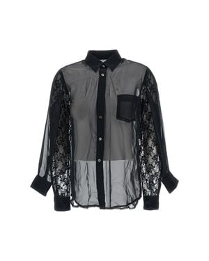 Comme des Garçons Double Sleeved Sheer Lace Shirt - Black