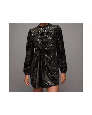 AllSaints Jemima Star Dress Velvet Metallic Printed - Black
