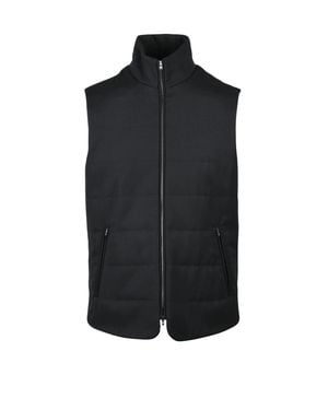 MICHELE PAOLONO Wool Gilet With High Collar And Zip Closure - Black