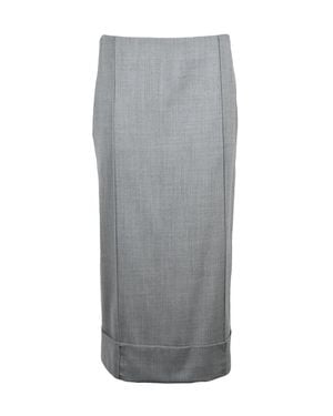 Peserico Tailored Longuette Skirt With Back Zip Closure - Gray