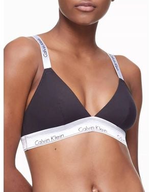 Calvin Klein Unlined Adjustable Strap Cotton Blend Triangle Bralette - Blue