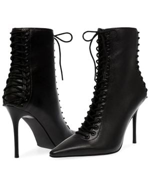 Steve Madden Allnight Boots Stiletto Heel Pointed Toe Lion787 - Black