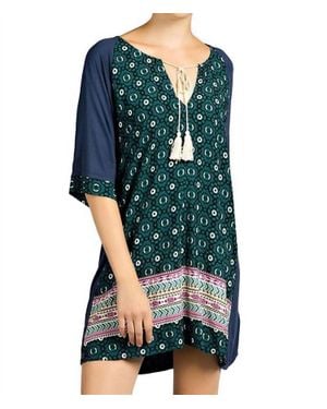 Kori Mixed Print Tassel Tie Dress - Green