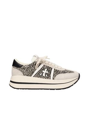 Premiata Bethcoin Textured Python Suede Panel Sneakers - White