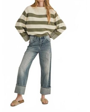 Miou Muse Cuffed Straight Leg Jean - Blue