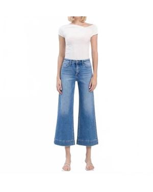 Flying Monkey High Rise Crop Wide Leg Jeans - Blue