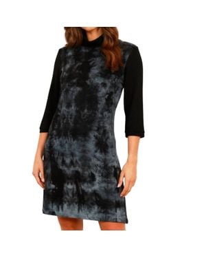French Kyss Marble Wash Turtleneck Dress - Black