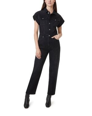 Habitual Rolled Sleeve Denim Jumpsuit - Black