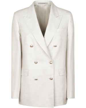 Tagliatore Double-Breasted Oversized Jacket With Structured Lapels - Natural